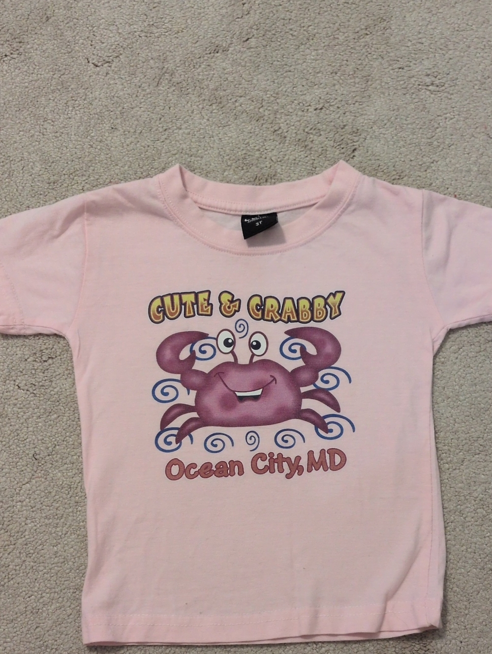 Kids "Cute & Crabby" Pink Graphic Tee - Ocean City, MD